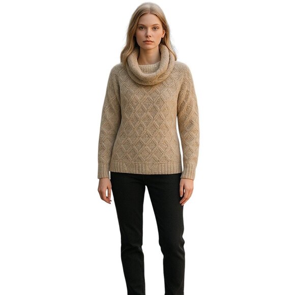 Royal Robbins Sierra Pullover Sweater Beige Size XL Cowl Neck Neutral Cozy Boho - Picture 1 of 12